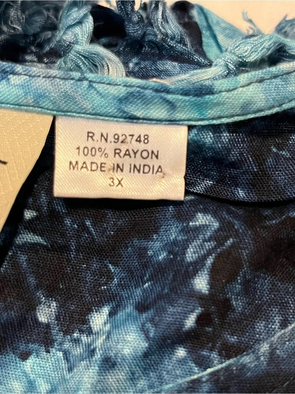 Tie-Dye Button Front Sleeveless Top Swim Cover 3X Raw Hem Tie Back Boho Resort - Picture 5 of 11